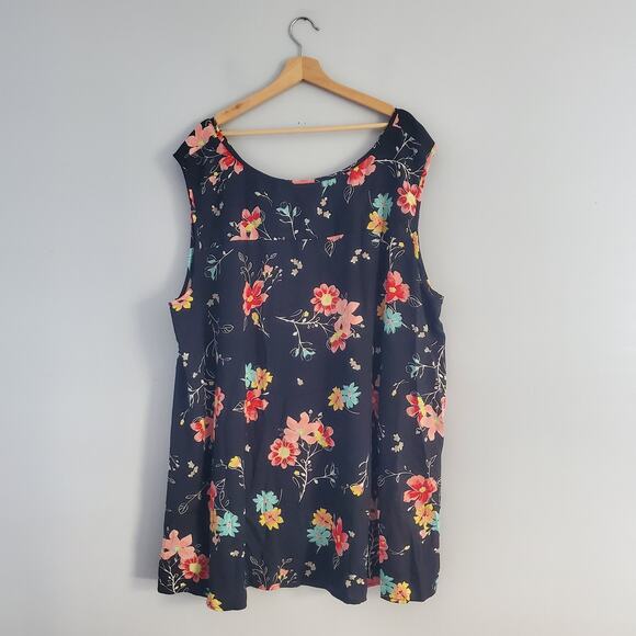 Woman Within Sleeveless Floral Button Down Shirt Top 4X - Picture 2 of 8